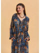 P Shirt Collar Belt Detailed Blue Bohemian Dress 4451